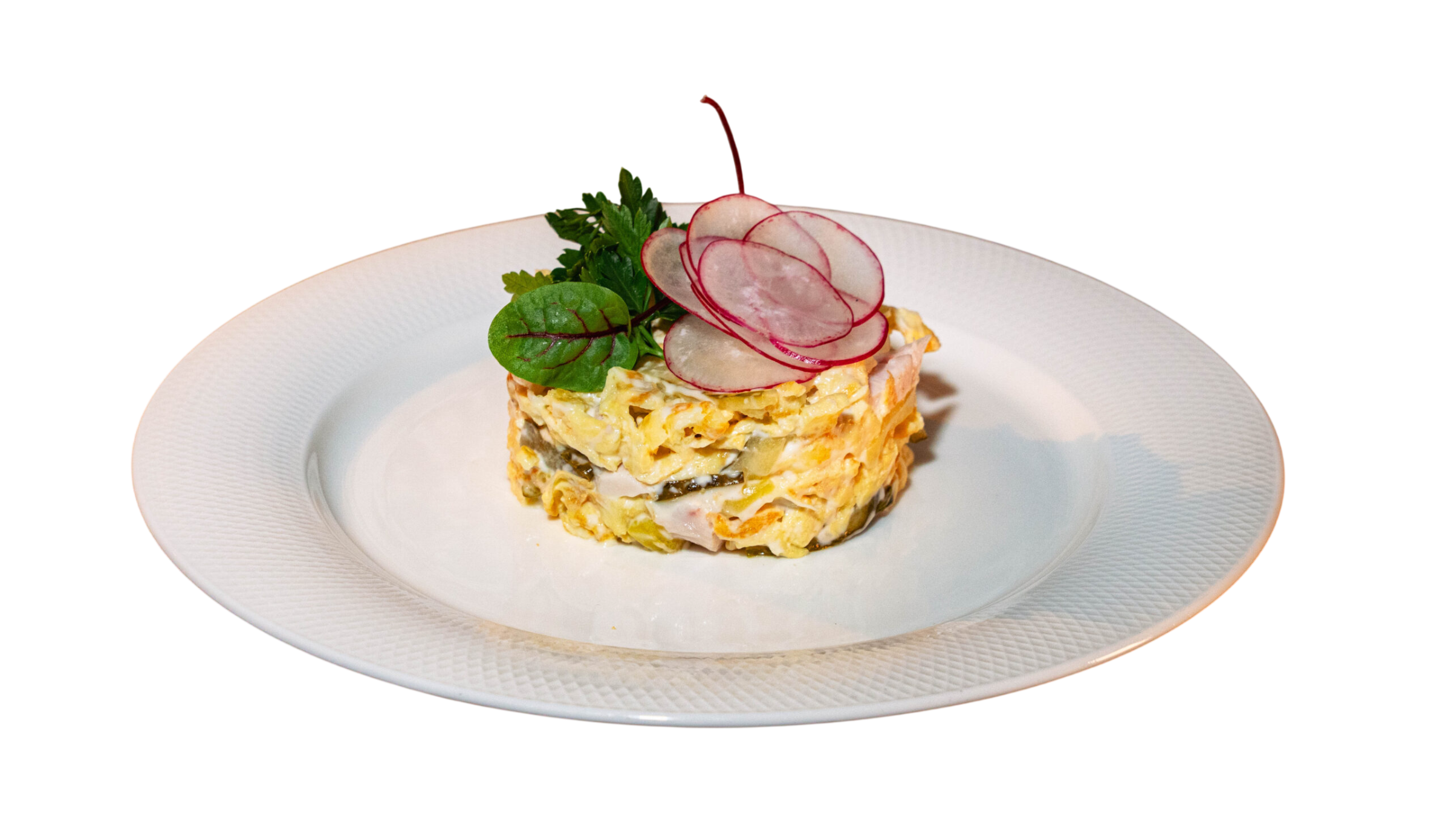 С копченой курицей и омлетной лентой